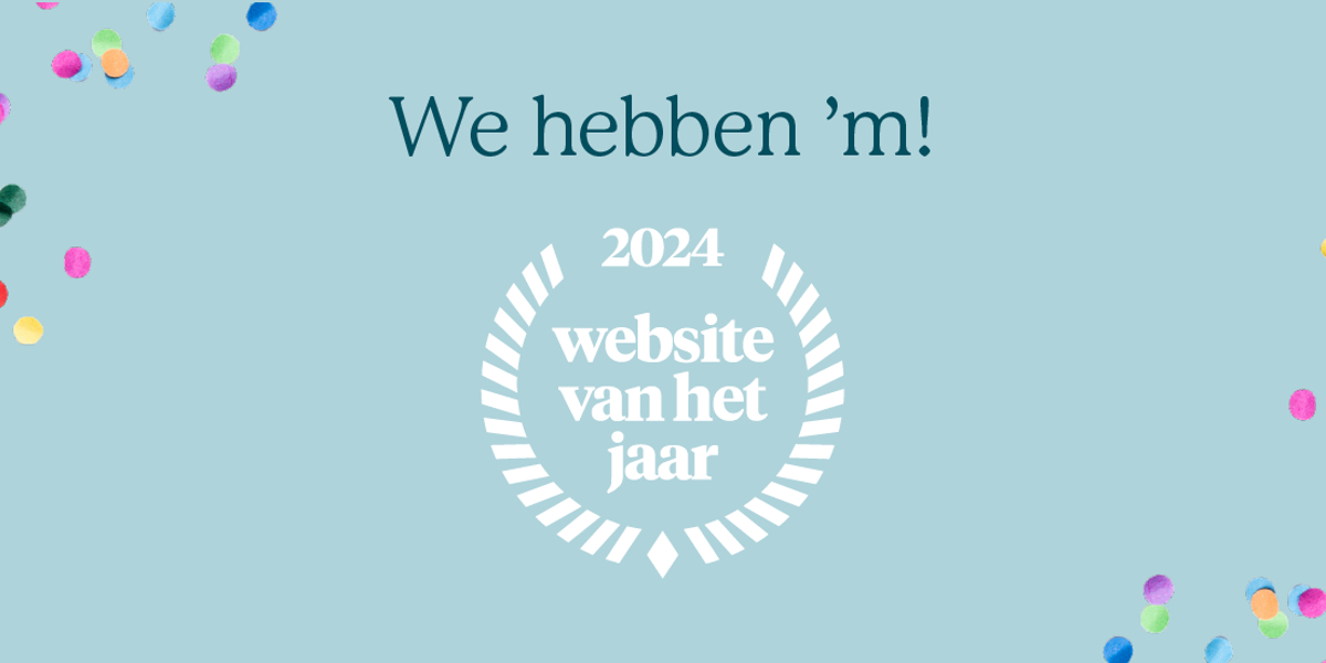 foto van website van het jaar logo en confetti