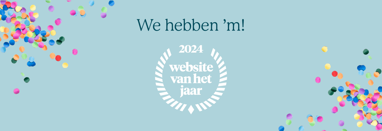 foto van website van het jaar logo en confetti