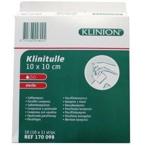 Klinion Klinitulle zalfkompres 10 x 10 Klinion Klinitulle zalfkompres 10 x 10 afbeelding