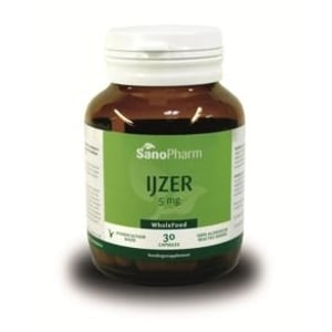 SanoPharm WholeFood IJzer 5 mg SanoPharm WholeFood IJzer 5 mg afbeelding