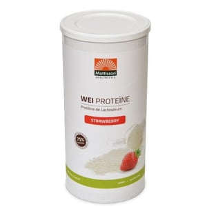 Mattisson Healthstyle Weiproteïne Aardbei (75% eiwit, biologische wei) Mattisson Healthstyle Weiproteïne Aardbei (75% eiwit, biologische wei) afbeelding