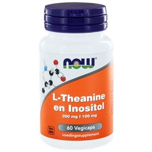 NOW L-Theanine 200 mg met Inositol 100 mg NOW L-Theanine 200 mg met Inositol 100 mg afbeelding