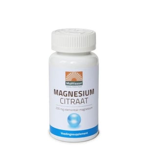Mattisson Healthstyle Magnesiumcitraat 200 mg elementair magnesium Mattisson Healthstyle Magnesiumcitraat 200 mg elementair magnesium afbeelding