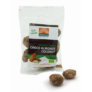 Mattisson Healthstyle Amandelen snack pure chocolade & cocos Mattisson Healthstyle Amandelen snack pure chocolade & cocos afbeelding