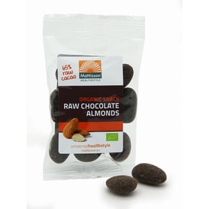 Mattisson Healthstyle Amandelen snack raw puur chocolade Mattisson Healthstyle Amandelen snack raw puur chocolade afbeelding