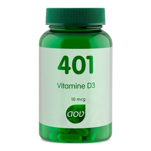 AOV Voedingssupplementen 401 Vitamine D3 10 mcg (400 IE) AOV Voedingssupplementen 401 Vitamine D3 10 mcg (400 IE) afbeelding