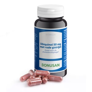 Bonusan Ubiquinol 50 mg met rode gistrijst Bonusan Ubiquinol 50 mg met rode gistrijst afbeelding