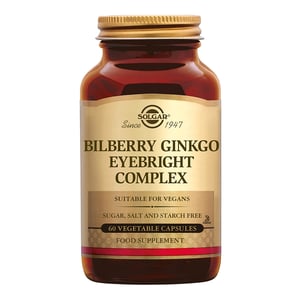 Solgar Vitamins Bilberry Ginkgo Eyebright Complex (bosbes, ginkgo biloba, ogentroost) afbeelding