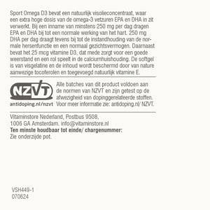 Vitaminstore Sport Omega D3 (NZVT-gekeurd) afbeelding