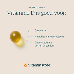 Vitaminstore Super D3 25 mcg vitamine D Vitaminstore Super D3 25 mcg vitamine D afbeelding