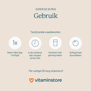 Vitaminstore Super D3 25 mcg vitamine D Vitaminstore Super D3 25 mcg vitamine D afbeelding