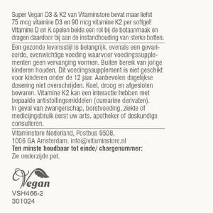 Vitaminstore Super vegan D3 & K2 afbeelding