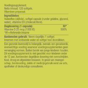 Vitaminstore Vegan D3 25 mcg (vegan vitamine D 1000 IE) afbeelding