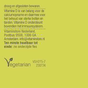 Vitaminstore Vitamine D3 Vloeibaar 25 mcg (1000 IE per 1 druppel) afbeelding