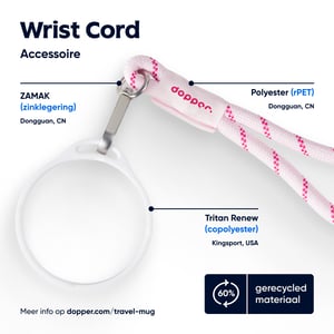 Dopper Wrist Cord - White Mug Ring - Cherry Pink afbeelding