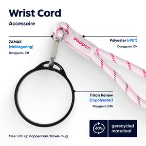 Dopper Wrist Cord - Black Mug Ring - Cherry Pink afbeelding