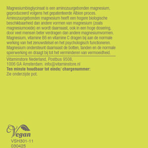 Vitaminstore Magnesium Bisglycinaat Vitaminstore Magnesium Bisglycinaat afbeelding