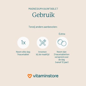 Vitaminstore Magnesium Kauwtablet Vitaminstore Magnesium Kauwtablet afbeelding