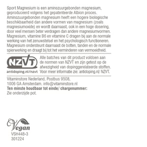 Vitaminstore Sport Magnesium (NZVT-gekeurd) afbeelding