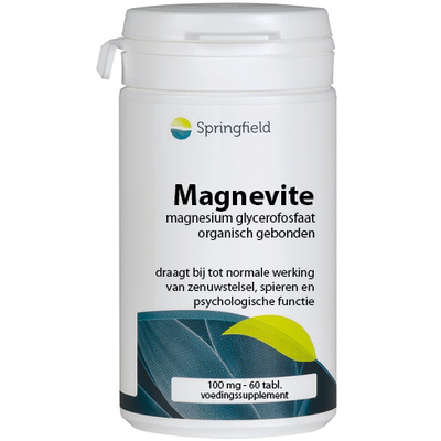 Springfield Magnevite magnesium glycerofosfaat 100 mg Springfield Magnevite magnesium glycerofosfaat 100 mg afbeelding