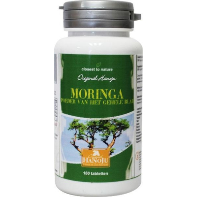 Hanoju Moringa oleifera heelblad 500 mg Hanoju Moringa oleifera heelblad 500 mg afbeelding