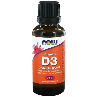 NOW Vitamine D3 druppels 1000IE NOW Vitamine D3 druppels 1000IE afbeelding