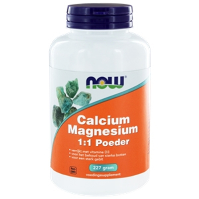 NOW Calcium & magnesium 1:1 (calcium magnesium poeder met vitamine D) NOW Calcium & magnesium 1:1 (calcium magnesium poeder met vitamine D) afbeelding