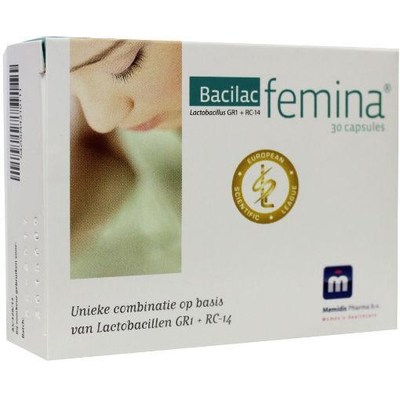 Memidis Pharma Bacilac femina (Lactobacillus rhamnosus en reuteri) Memidis Pharma Bacilac femina (Lactobacillus rhamnosus en reuteri) afbeelding