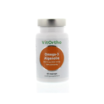 Vitortho Omega-3 Algenolie- EPA75 mg DHA 150 mg Vitortho Omega-3 Algenolie- EPA75 mg DHA 150 mg afbeelding