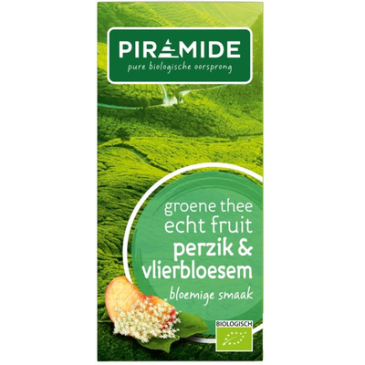 Piramide Groene thee perzik vlierbloesem Piramide Groene thee perzik vlierbloesem afbeelding