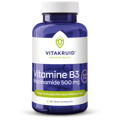 Vitakruid Vitamine B3 Niacinamide 500 mg Vitakruid Vitamine B3 Niacinamide 500 mg afbeelding