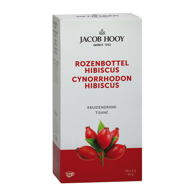 Jacob Hooy Rozenbottel Hibiscus Thee Zakjes Jacob Hooy Rozenbottel Hibiscus Thee Zakjes afbeelding