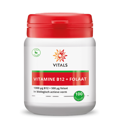 Vitals Vitamine B12 1000 mcg folaat 500 mcg Vitals Vitamine B12 1000 mcg folaat 500 mcg afbeelding