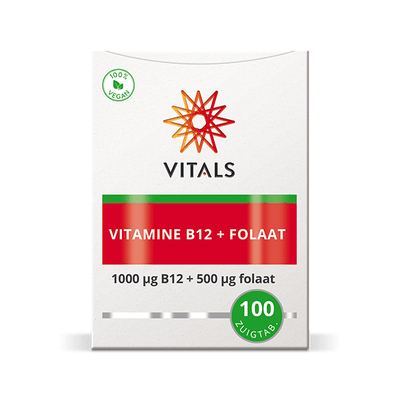 Vitals Vitamine B12 1000 mcg folaat 500 mcg Vitals Vitamine B12 1000 mcg folaat 500 mcg afbeelding
