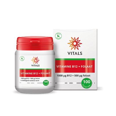 Vitals Vitamine B12 1000 mcg folaat 500 mcg Vitals Vitamine B12 1000 mcg folaat 500 mcg afbeelding