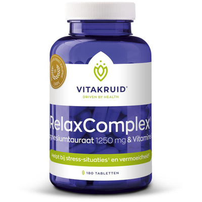 Vitakruid RelaxComplex 1250 mg Magnesiumtauraat & D3 Vitakruid RelaxComplex 1250 mg Magnesiumtauraat & D3 afbeelding