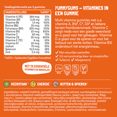 Yummygums Multi+ Vitamine Gummies Yummygums Multi+ Vitamine Gummies afbeelding