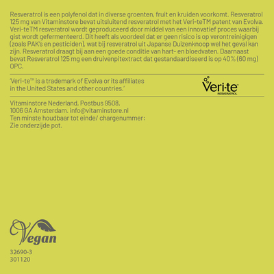 Vitaminstore Resveratrol 125 mg Vitaminstore Resveratrol 125 mg Abbildung
