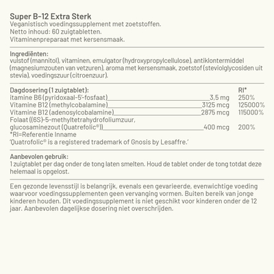 Vitaminstore Super Vitamine B12 extra sterk Vitaminstore Super Vitamine B12 extra sterk afbeelding