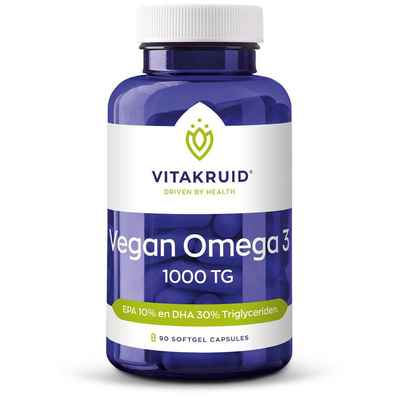 Vitakruid Vegan Omega 3 1000 Triglyceriden 300 DHA 100 EPA Vitakruid Vegan Omega 3 1000 Triglyceriden 300 DHA 100 EPA afbeelding