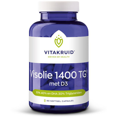 Vitakruid Visolie 1400 + D3 Triglyceriden EPA 40% DHA 30% Vitakruid Visolie 1400 + D3 Triglyceriden EPA 40% DHA 30% afbeelding