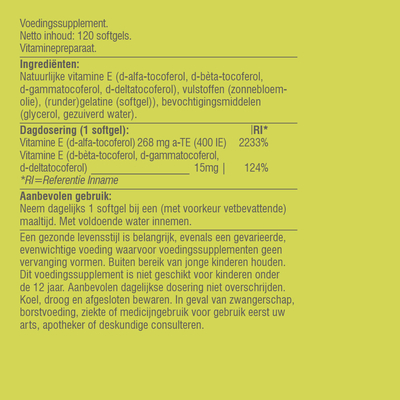 Vitaminstore Vitamine E Complex (voorheen E 400 IE) Vitaminstore Vitamine E Complex (voorheen E 400 IE) afbeelding