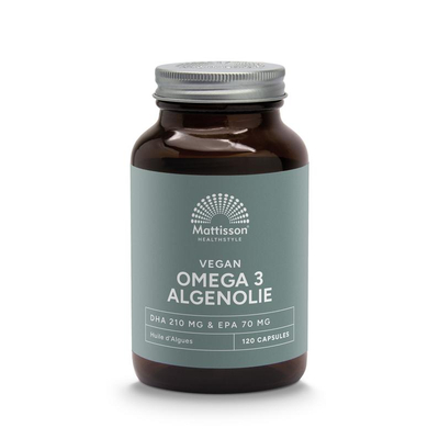 Mattisson Healthstyle Vegan Omega-3 Algenolie DHA 210 mg EPA 70 mg Mattisson Healthstyle Vegan Omega-3 Algenolie DHA 210 mg EPA 70 mg afbeelding