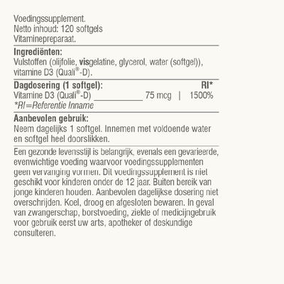 Vitaminstore Super D3 Extra Sterk 75 mcg vitamine D Vitaminstore Super D3 Extra Sterk 75 mcg vitamine D afbeelding