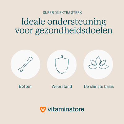 Vitaminstore Super D3 Extra Sterk 75 mcg vitamine D Vitaminstore Super D3 Extra Sterk 75 mcg vitamine D afbeelding