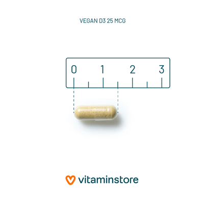 Vitaminstore Vegan D3 25 mcg (vegan vitamine D 1000 IE) Vitaminstore Vegan D3 25 mcg (vegan vitamine D 1000 IE) afbeelding