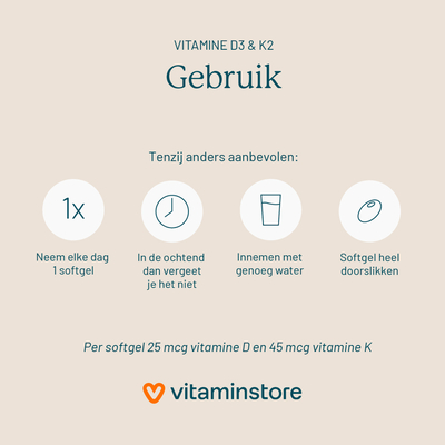 Vitaminstore Vitamine D3 & K2 Vitaminstore Vitamine D3 & K2 afbeelding