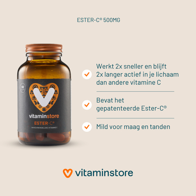 Vitaminstore Ester-C® 500 mg (säurefreies, gepuffertes Vitamin C) Vitaminstore Ester-C® 500 mg (säurefreies, gepuffertes Vitamin C) Abbildung