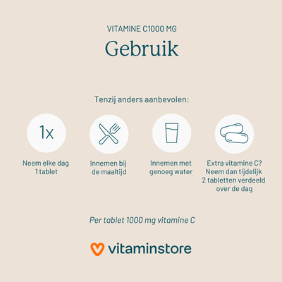 Vitaminstore Vitamine C1000 mg Vitaminstore Vitamine C1000 mg afbeelding