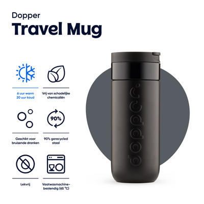 Dopper Dopper Travel Mug Blazing Black Dopper Dopper Travel Mug Blazing Black afbeelding